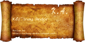 Kálnay Andor névjegykártya