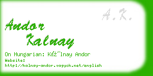 andor kalnay business card